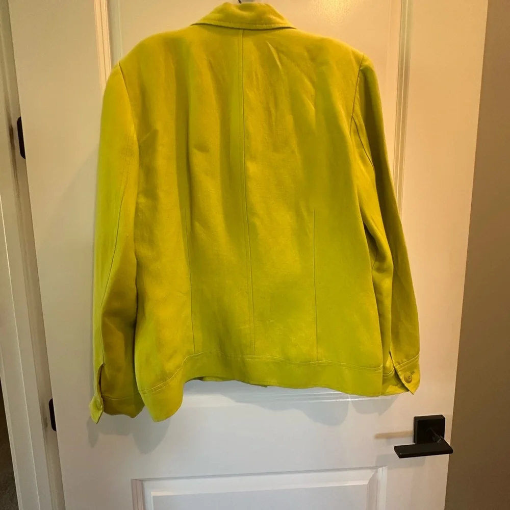 Dana Buchman Like New Neiman Marcus Linen Citron Yellow Green Women's Jacket VTG - Picture 6 of 13